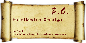 Petrikovich Orsolya névjegykártya
